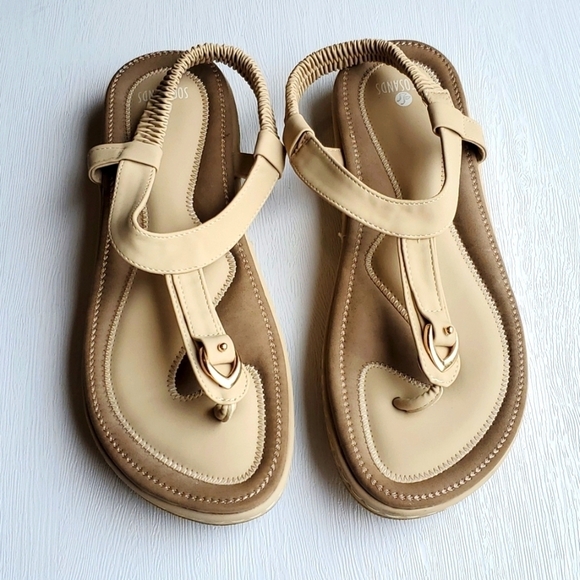 Soco Sands Beige Tan Slip On Thong Sandals 43 / 10 Like New - Picture 1 of 5
